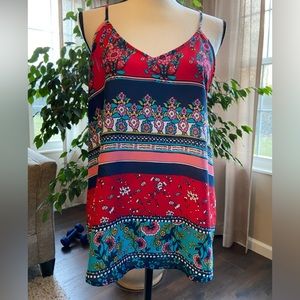 Vibrant Summer Tank with Pretty Back Straps Size Medium